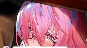 Mashu delivers a stealthy blowjob in this anime hentai scene with intense action.