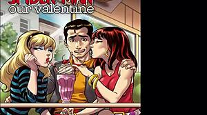 spider-man valentine threesome in uniform group fun