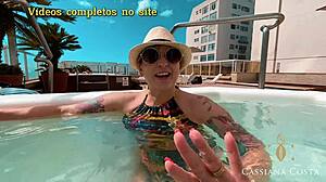 Old milf blows husband's friend passionately