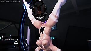 Catgirl masturbates to orgasm in villain simulator