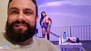 The happiest cuckold enjoying his slutty whore's assfucking