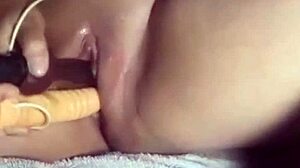 Two Vibrators Double Penetrate MILF Pussy with Creampie Finish