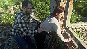 A Lot of Cum Explodes in Pussy After Wild Public Sex