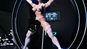 Catgirl masturbates to orgasm in villain simulator