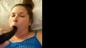 busty milf brunette sucking bbc dildos while masturbating