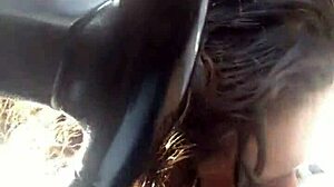 I sucked his cock deepthroat in the car until he cumshot outdoors