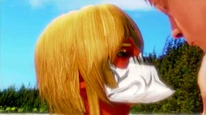 tier harribel from bleach gets fucked standing with blonde boobs in anime hentai scene