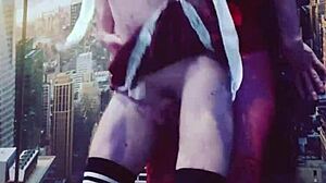 woman in red stockings with big ass in homemade scene