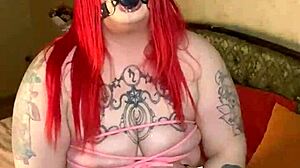 ball gag and tits play in spit fetish session 😈