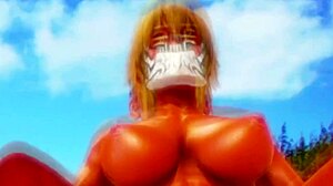 tier harribel from bleach gets fucked standing with blonde boobs in anime hentai scene