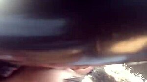 I sucked his cock deepthroat in the car until he cumshot outdoors