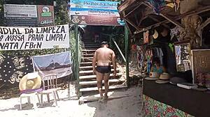 yuri gaucho explores tambaba beach with horses and friends