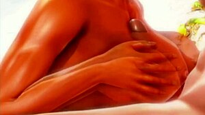 tier harribel from bleach gets fucked standing with blonde boobs in anime hentai scene