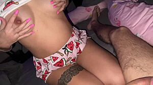 Intense homemade blowjob by couple