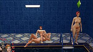 hard sex in the pool with threesome?