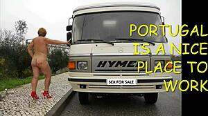 Suzi takes a holiday job outdoors in public