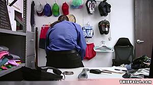 Madison haze gets caught stealing at the self checkout counter