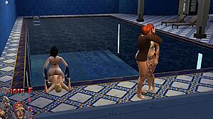 hard sex in the pool with threesome?