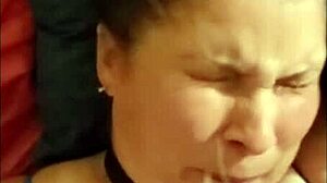 Watch busty brunette get machine fucked and huge facial