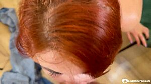I watch this redhead mature suckin cock on her knee's, her big tit's bouncin in this hommade scene