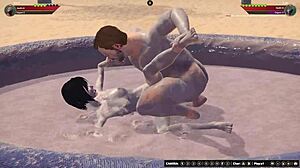 Ethan Battles Ruby In Naked Fighter 3D Wrestling Match.