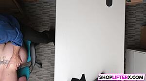 This shoplifting teen got caught at the shop and the police officer punished her with his monster cock in a hardcore blowjob.