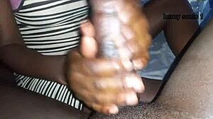 Big Black Kenyan Dick Gets Handjob and Cumshot