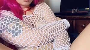 Fucking myself in cosplay with toys and fingering