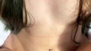 Young Brunette Couple in POV Missionary Sex with Cumshot and Orgasm on Day 17