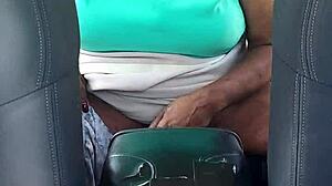 Showing my big pussy in the backseat of a car. Can't hide my excitement outdoors with my wild side!