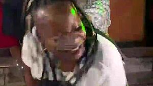 Afrocandy bares her massive boobs at live show