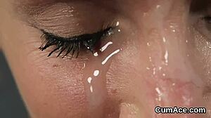 Oh wow, that wacky doll is getting a cumshot on her face! Eating every drop!