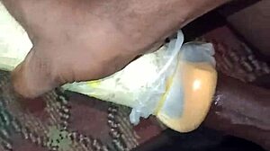 Indian Boy Pounds Hard Toys Intensely