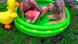 Perverse Teen 18+ in Rubber Pool - Piss and Blow Action