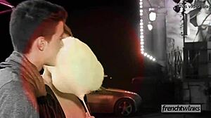 Watch these two cute twinks getting fucked hard outdoors until they cum!