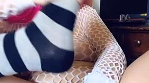 Fucking myself in cosplay with toys and fingering