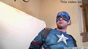 captain america passionately saves with batman, poison ivy, and catwoman