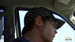 Stranger picks up a blonde babe and fucks her in the living room