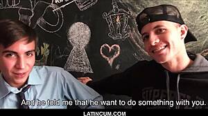 Latino boy bangs stepbrother's straight friend for cash