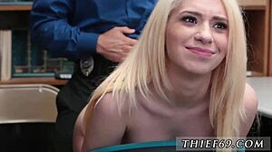 Old men say, 'Let's lick those small tits on the young blonde babe.'