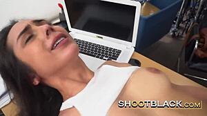 Big Mouth Teen 18+ Talks While Gagging on Monster Cock at Office