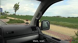 Busty Brunette Convinced Into Van For Horny Stranger Fuck