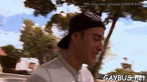 Hunk sucks cock in car contest