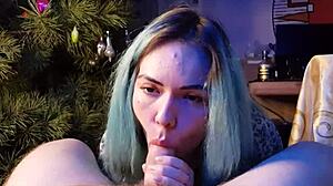 Cute Asian Girl Eats Cum Under Christmas Tree