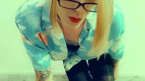 Feminized tranny emotionally desires cock, sucking on her knees in heels and lingerie during casting.