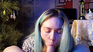 Cute Asian Girl Eats Cum Under Christmas Tree