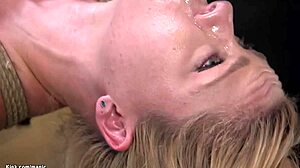 Blond in Inverted Suspension Fucked with Kinky Bondage Twist