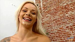 cute elsa jean gives handjob instructions