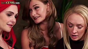 cfnm hj milfs in group femdom tugging session for lucky guy