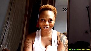 Watch this couple give a homemade handjob massage to his big black cock